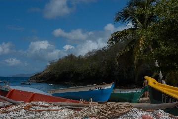 Yoles dans l'Anse Dufour en Martinique